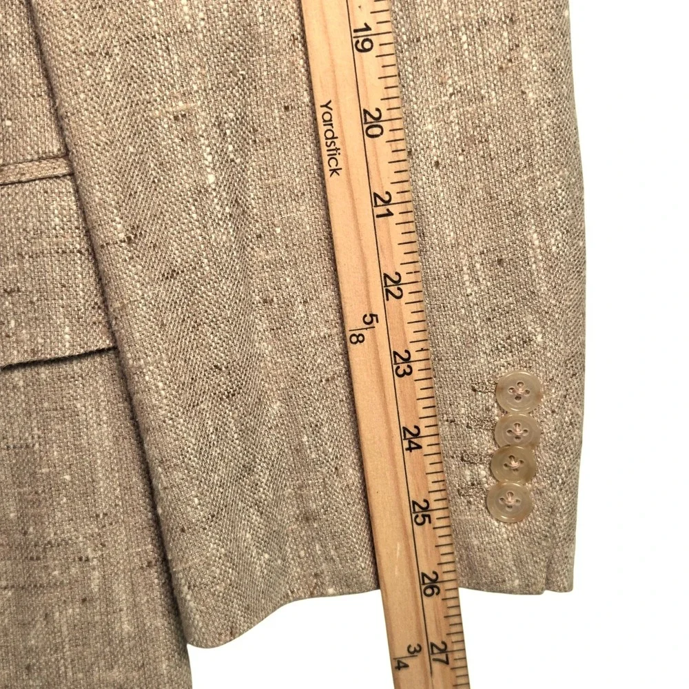 Ermenegildo Zegna Sport Coat Mens 48 L Tan Silk Wool Slub Blazer Made in Italy